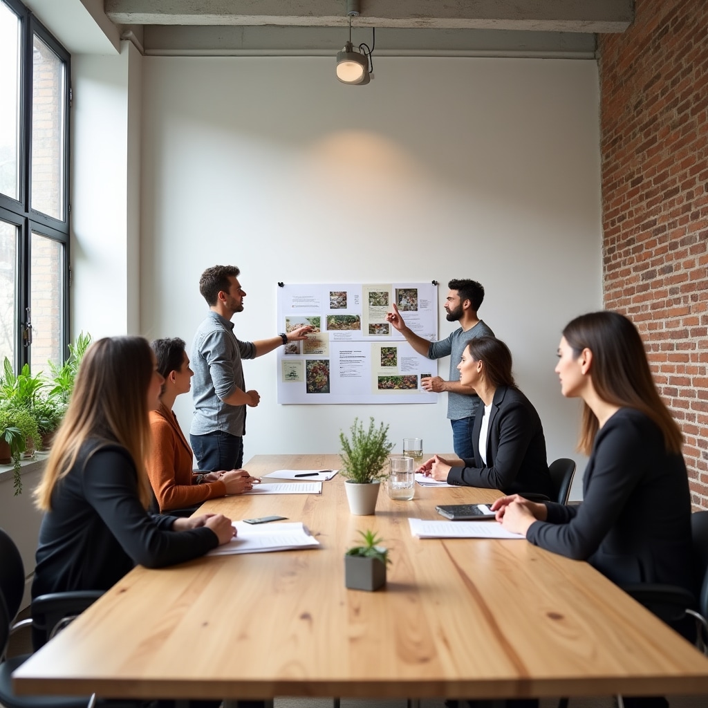 Team di Fynoxlixx Digital durante una riunione di progetto, lavoro su comunicazione agroalimentare